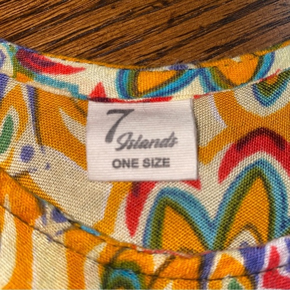 7 Island // Beach Party Dress 100% Rayon Sleeveless multi-patterned - Picture 7 of 10